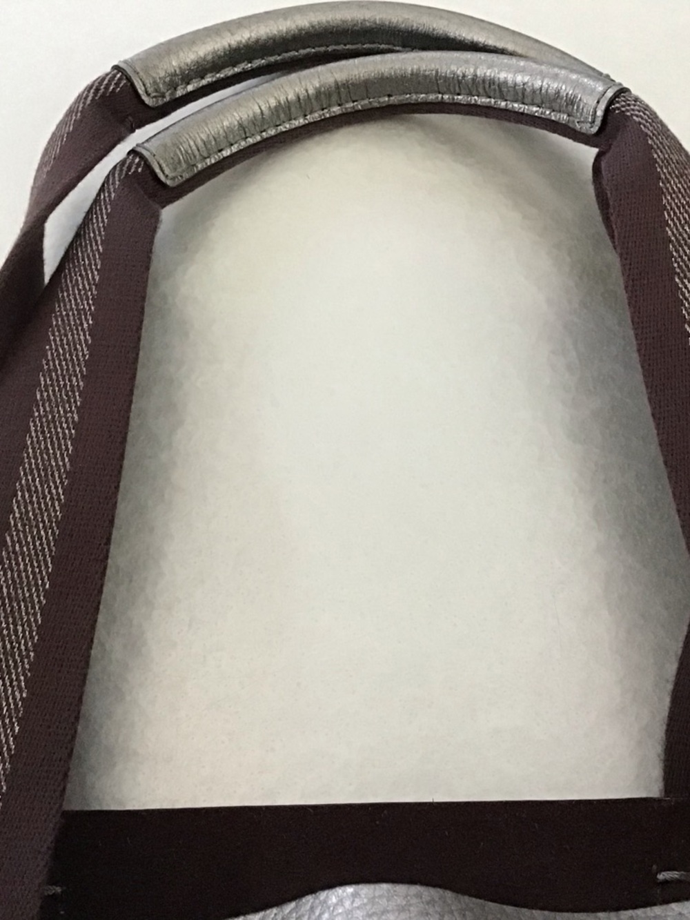 Coach Gunmetal Metallic Large Leather Tote with Dark Brown Straps EUC - Picture 6 of 13